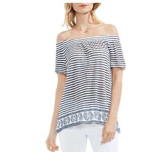 Two by Vince Camuto Womens Linen Striped Casual Top I Size: M